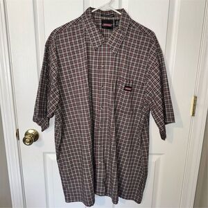 Dickies Men's 2XL Short Sleeve Plaid Button-Down Shirt Workwear Streetwear Skate